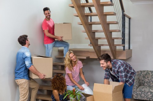 Commercial moving team preparing office relocation in Streatham