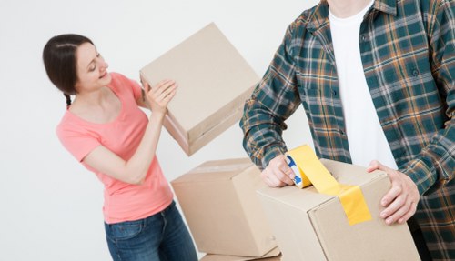 Office relocation planning in Streatham with desks and packing boxes