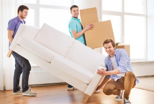 Boxes and furniture arranged for a home move in Streatham