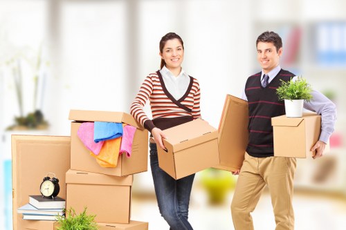 Moving day planning with boxes, labels, and protective materials