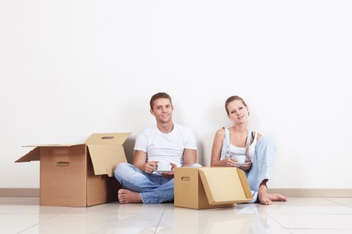 House move preparation checklist and boxed belongings